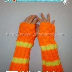 [g004] ถุงมือ ไหมพรม ถักนิตติ้ง สีส้ม เหลือง (พร้อมส่ง)