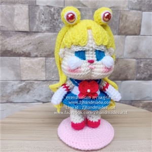 [d029] ตุ๊กตาถักไหมพรม ถักโครเชต์ เซร่ามูน (พร้อมส่ง)